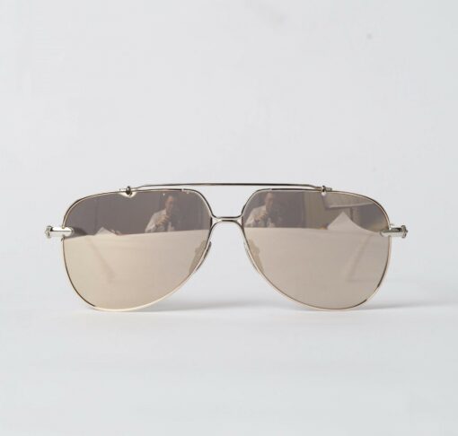 Chrome Hearts glasses Sunglasses GRITT GOLD PLATEDSHINY SILVERWHITE PERFORATED LEATHER 1