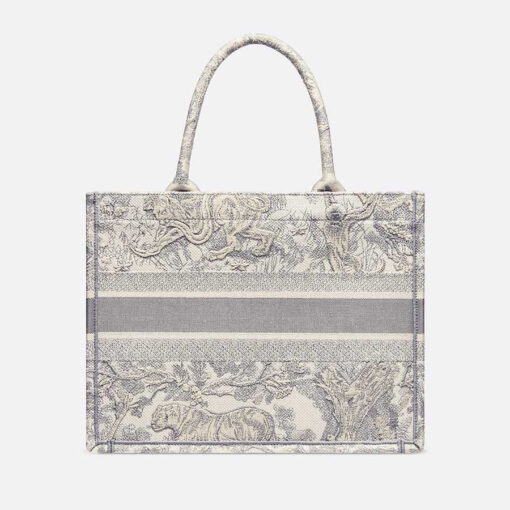 Dior Medium Book Tote Bag in Gray Toile de Jouy Embroidery 2
