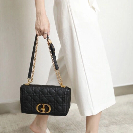 Dior Medium Caro Crossbody Bag in Black Supple Cannage Calfskin 4