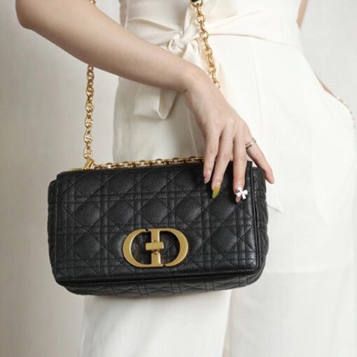 Dior Medium Caro Crossbody Bag in Black Supple Cannage Calfskin 5