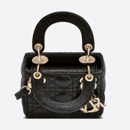 Dior Micro Lady Dior Handbag in Black Cannage Lambskin 4