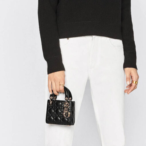 Dior Micro Lady Dior Handbag in Black Cannage Lambskin
