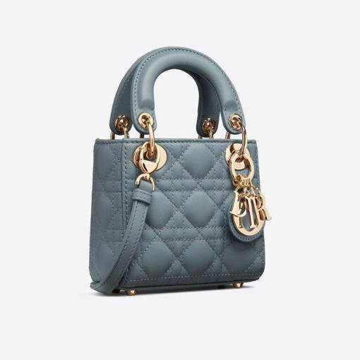Dior Micro Lady Dior Handbag in Cloud Blue Cannage Lambskin Blue color 2