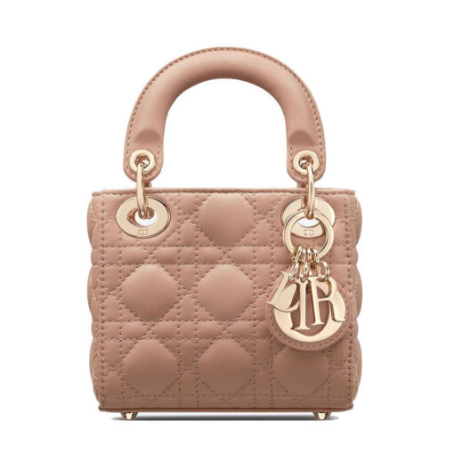 Dior Micro Lady Dior Handbag in Rose Des Vents Cannage Lambskin Pastel Pink color 2